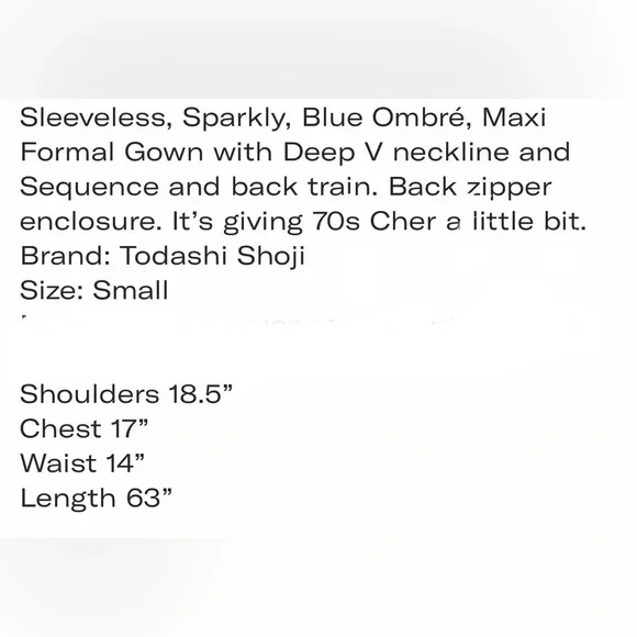 Vintage Tadashi Shoji Royal Blue Ombré Dress with Slight Train Size Small - Picture 7 of 7